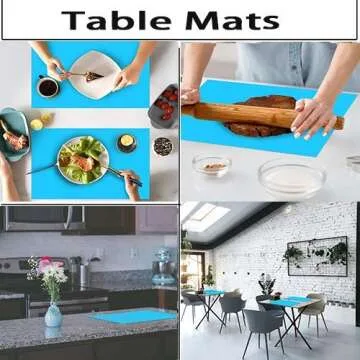 DYJKOUG Extra Large Silicone Sheet for Crafts, Jewelry Casting Moulds Mat, Multipurpose Placemat Pad, Nonstick Nonskid Heat-Resistant (Blue, 27.6'' x 19.7'')