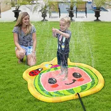 CoCoMelon Splash Pad, Outdoor Play Mat, Sprinkler for Kids and Baby Pool for Learning, Toddler Sprinkler Pool, 48" Outside Water Toys, Outdoor laymat for Babies and Toddlers