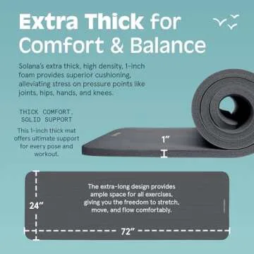 Retrospec Solana Yoga Mat 1" Thick w/Nylon Strap for Men & Women - Non Slip Exercise Mat for Home Yoga, Pilates, Stretching, Floor & Fitness Workouts - Graphite