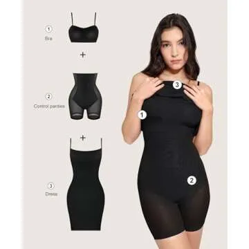 Popilush Cocktail Dress - Summer Dresses for Women 2025 - Spaghetti Straps Shapewear Mini Dress Party Club Going Out Bodycon Black