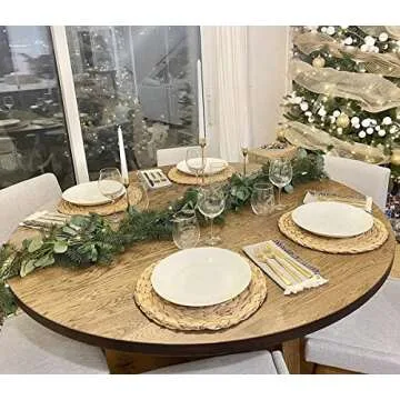 WENFOME 6 Pack Woven Placemats,11.8 inches Round Plate Chargers Natural Wicker Placemats Water Hyacinth Straw Braided Tablemats Rattan Tablemats Rustic Weave Placemats for Dining Table