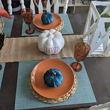 WENFOME 6 Pack Woven Placemats,11.8 inches Round Plate Chargers Natural Wicker Placemats Water Hyacinth Straw Braided Tablemats Rattan Tablemats Rustic Weave Placemats for Dining Table