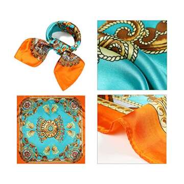 QBSM Womens 23.6 inch Satin Silk Feeling Formal Square Neck Scarf Head Hair Wraps Kerchief