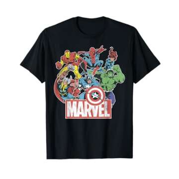 Marvel Avengers Team Retro Comic Vintage Graphic T-Shirt