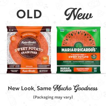 Maria & Ricardo's Sweet Potato Grain Free Tortillas. (3 Packages) 1/2 serving of vegetables in each ...