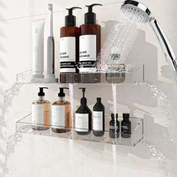 Clear Acrylic Shelves for Wall Storage, 3PCS 15" Floating Shelves Wall Mounted, Kids Bookshelf, Disp...