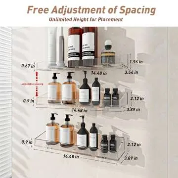 Clear Acrylic Shelves for Wall Storage, 3PCS 15" Floating Shelves Wall Mounted, Kids Bookshelf, Display Ledge for Bedroom, Living Room, Bathroom, Kitchen,