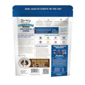 Bernie's Charming Chompers - Daily Dental Chews for Dogs 5-15 Lbs. - 65 Count - Cleans Teeth, Freshe...
