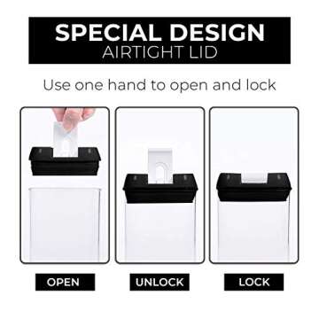 Airtight Food Storage Container Set-7 Piece Set Clear Plastic Canisters For Cereal, Flour with Easy Lock Lids, for Kitchen Pantry Organization and Storage, Include Labels and Marker (Black)