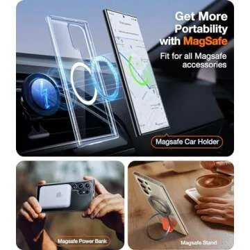 TORRAS Magnetic Shockproof for Samsung Galaxy S24 Ultra Case, [18N Mighty Magnetic] [12FT Military Grade Drop Tested] [Compatible with MagSafe] Protective Slim Case for Samsung S24 Ultra Case, Clear