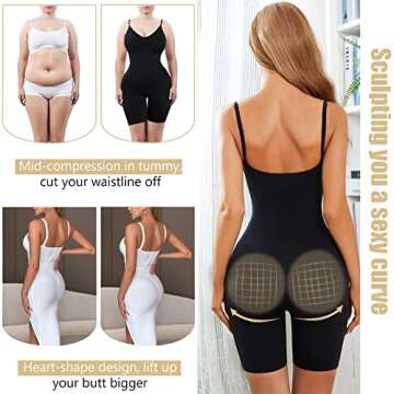 JOSERGO Seamless Shapewear Bodysuit for Women Tummy Control Body Shaper Butt lifting Fajas Colombianas with Built in Bra (Black, XS-S)