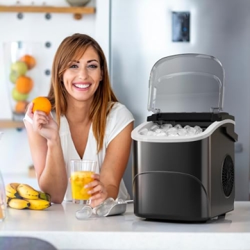 AGLUCKY Countertop Ice Maker, 26.5Lbs/24H, Self-Cleaning