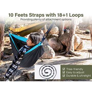 Kootek Camping Hammock with 500 lbs Capacity for Outdoor Fun
