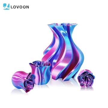 LOVOON 3D Printer Filament - Dual Color Sky/Light Blue & Rose Red, Silk PLA, 2.2 lbs