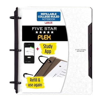 Five Star Flex Refillable Notebook + Study App, College Ruled with Tabs and Dividers