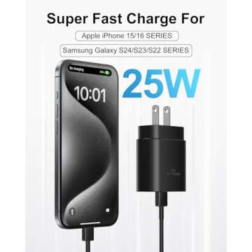 Type C Charger Fast Charging, USB C Charger Block, 2-Pack 25W Phone Super Fast Charger with 6Ft USB-...