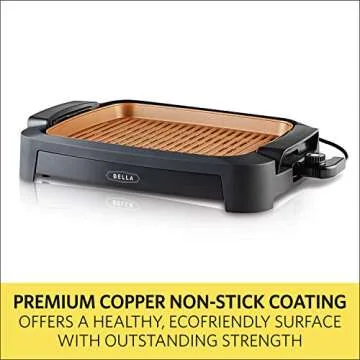 BELLA Indoor Smokeless Grill with 12x16 Nonstick Surface