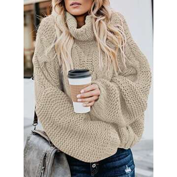 Asvivid Women's Turtleneck Chunky Fall Sweater Pullover