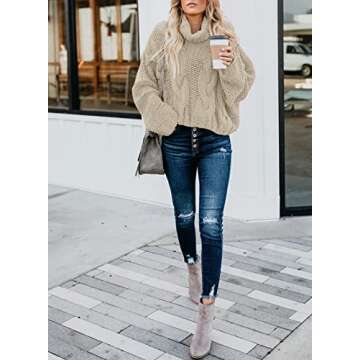 Asvivid Women's Turtleneck Chunky Fall Sweater Pullover