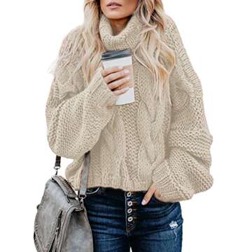 Asvivid Women's Turtleneck Chunky Fall Sweater Pullover