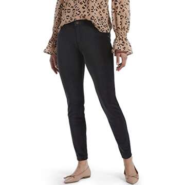 HUE Women's Corduroy Leggings, Black-Thin Wale, Small