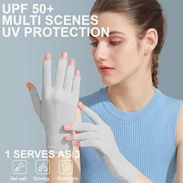 SayWow Sun Gloves UV Protection UPF 50+ - Fingerless for All Outdoor Activities, Grey