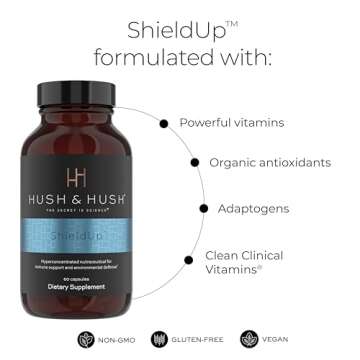 Hush & Hush ShieldUp - Immune Booster Energy Supplement - Brain Booster - Vitamin C, Maca Root, Turm...