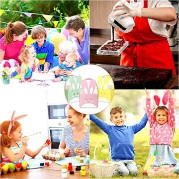 Whaline 24pcs Easter Treat Boxes Happy Easter Gift Box with Handle Cute Bunny Rabbit Easter Basket Containers Rabbit Shape Candy Goody Cookie Box Holder for School Classroom Party Favor Supplies