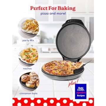 Betty Crocker Pizza Maker Plus, 12" Indoor Electric Grill, Nonstick Griddle Pan for Pizzas, Quesadil...