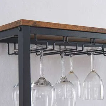 OIAHOMY Industrial Wine Bakers Rack,4-Tier Wine Rack Freestanding Floor with Wine Storage and Glass Holder,Multi-Function Home Bar Furniture Wine Bar Cabinet for Home Kitchen Dining Room