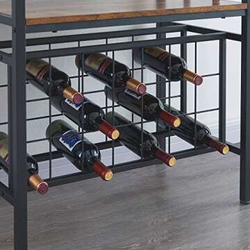 OIAHOMY Industrial Wine Bakers Rack,4-Tier Wine Rack Freestanding Floor with Wine Storage and Glass Holder,Multi-Function Home Bar Furniture Wine Bar Cabinet for Home Kitchen Dining Room