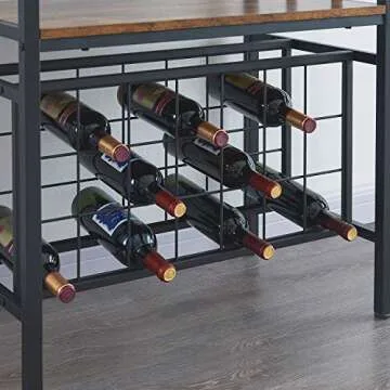 OIAHOMY Industrial Wine Bakers Rack,4-Tier Wine Rack Freestanding Floor with Wine Storage and Glass Holder,Multi-Function Home Bar Furniture Wine Bar Cabinet for Home Kitchen Dining Room