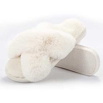 Metog Women's Fuzzy Slippers - Elegant and Soft Indoor/Outdoor