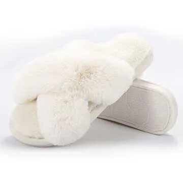 Metog Women's Fuzzy Slippers - Elegant and Soft Indoor/Outdoor