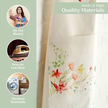 Maison d' Hermine Colmar 100% Cotton 1 Piece Kitchen Apron with an Adjustable Neck & Visible Center Pocket with Long Ties for Women Men | Chef (27.50"x31.50")