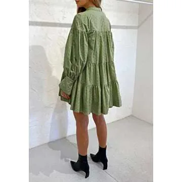 Aox Ruffle Sleeve Midi Dress - Stylish & Comfortable