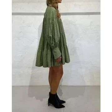 Aox Ruffle Sleeve Midi Dress - Stylish & Comfortable