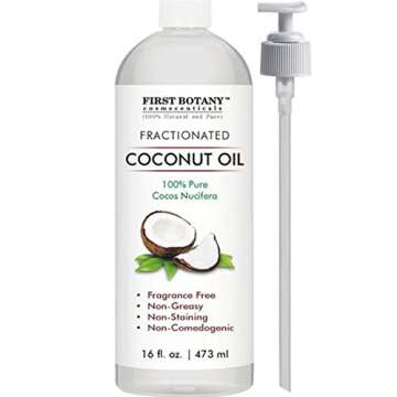 Fractionated Coconut Oil 16 fl. oz - 100% Natural & Pure MCT Coconut Oil for Hair, Skin,and Aromatherapy Carrier Oil, Massage Oil,Best Skin Moisturizer