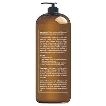 Fractionated Coconut Oil 16 fl. oz - 100% Natural & Pure MCT Coconut Oil for Hair, Skin,and Aromatherapy Carrier Oil, Massage Oil,Best Skin Moisturizer