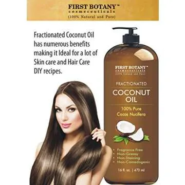 Fractionated Coconut Oil 16 fl. oz - 100% Natural & Pure MCT Coconut Oil for Hair, Skin,and Aromatherapy Carrier Oil, Massage Oil,Best Skin Moisturizer