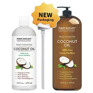 Fractionated Coconut Oil 16 fl. oz - 100% Natural & Pure MCT Coconut Oil for Hair, Skin,and Aromatherapy Carrier Oil, Massage Oil,Best Skin Moisturizer
