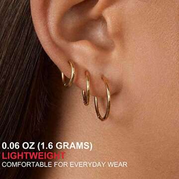 Elegant Gacimy Small Gold Hoop Earrings 14K Gold Plated