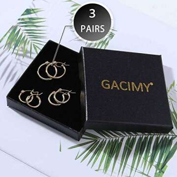 Elegant Gacimy Small Gold Hoop Earrings 14K Gold Plated