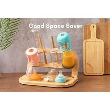Baraiser Bamboo Bottle Drying Rack - Space Saving Solution