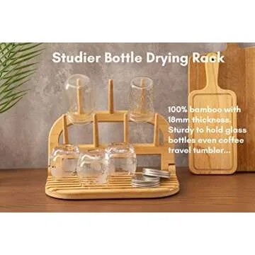 Baraiser Bamboo Bottle Drying Rack - Space Saving Solution