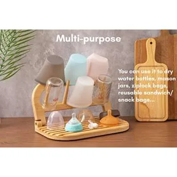 Baraiser Bamboo Bottle Drying Rack - Space Saving Solution