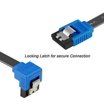 BENFEI SATA Cable III, 3 Pack SATA Cable III 6Gbps 90 Degree Right Angle with Locking Latch 18 Inch for SATA HDD, SSD, CD Driver, CD Writer - Blue