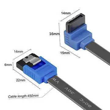 BENFEI SATA Cable III, 3 Pack SATA Cable III 6Gbps 90 Degree Right Angle with Locking Latch 18 Inch for SATA HDD, SSD, CD Driver, CD Writer - Blue
