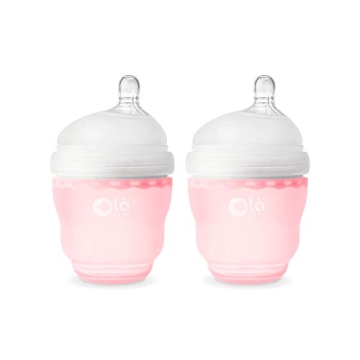 Olababy Gentle Silicone Baby Bottle, Anti-Colic, BPA Free, Easy to Clean and Wide Neck Baby Bottles ...