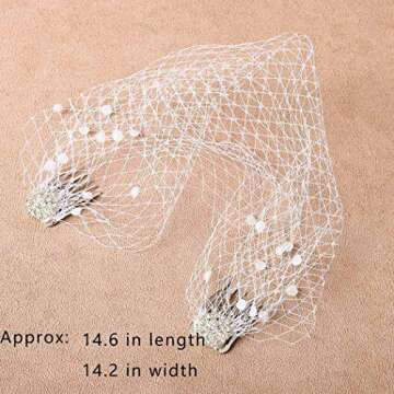 Heread 1920s Pearl Birdcage Veil for Brides and Girls